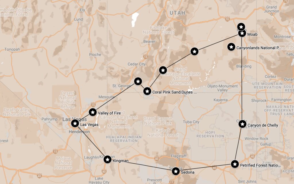 Route Las Vegas retour camperreis